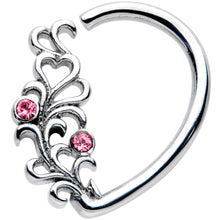 Load image into Gallery viewer, 16G 3/8 Pink Gem Vine Half Heart Right Ear Closure Ring
