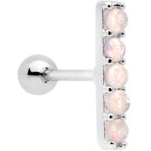 Load image into Gallery viewer, 16G 1/4 White Faux Opal Quintuplet Cartilage Tragus Earring
