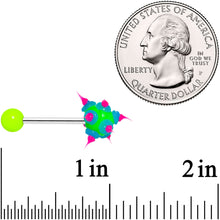 Load image into Gallery viewer, Green Pink Neon Silicone Spike Barbell Tongue Ring
