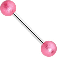 Load image into Gallery viewer, Pink Sandblasted Ball Barbell Tongue Ring
