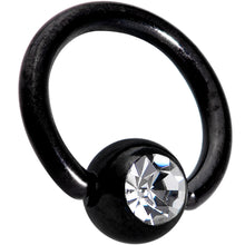 Load image into Gallery viewer, 16G 1/4 Clear Gem Black BCR Captive Ring
