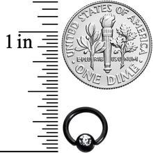 Load image into Gallery viewer, 16G 1/4 Clear Gem Black BCR Captive Ring
