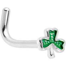 Load image into Gallery viewer, 18G 5/16 St Patricks Day Shamrock L Shaped Nose Ring

