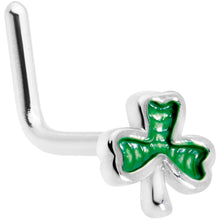 Load image into Gallery viewer, 20G 1/4 St Patricks Day Shamrock L Shaped Nose Ring
