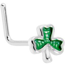 Load image into Gallery viewer, 22G 5/16 St Patricks Day Shamrock L Shaped Nose Ring
