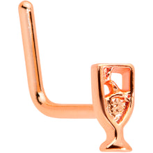 Load image into Gallery viewer, 22G 5/16 Rose Gold Tone New Years Champagne L Shaped Nose Ring
