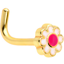 Load image into Gallery viewer, 18G 5/16 Gold Tone Spring Flower L Shaped Nose Ring
