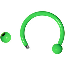 Load image into Gallery viewer, 16G 3/8 Green Glow in the Dark Horseshoe Curved Barbell Set
