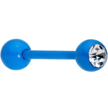 Load image into Gallery viewer, Clear Gem Blue Glow in the Dark Barbell Tongue Ring
