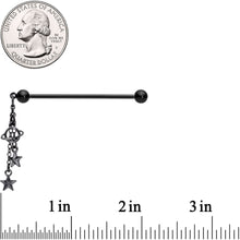 Load image into Gallery viewer, 14G Black Planet Stars Dangle Industrial Barbell 38mm
