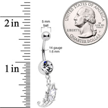 Load image into Gallery viewer, Clear CZ Gem Fairy Leaf Dangle Belly Ring
