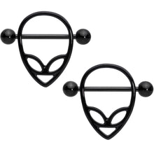 Load image into Gallery viewer, 14G 3/4 Black UFO Alien Nipple Shield Set

