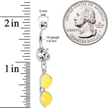 Load image into Gallery viewer, Clear Gem Yellow Aviator Sunglasses Dangle Belly Ring
