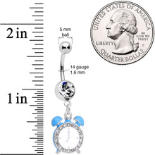 Load image into Gallery viewer, Clear Gem Light Blue Alarm Clock Dangle Belly Ring
