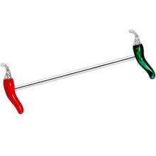 Load image into Gallery viewer, 14G Clear Gem Red Green Pepper Industrial Barbell 38mm
