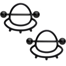 Load image into Gallery viewer, 14G 13/16 Black Outer Space UFO Nipple Shield Set
