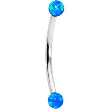Load image into Gallery viewer, 16G 9/16 3mm Blue Synthetic Opal Curved Barbell
