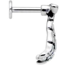 Load image into Gallery viewer, 16G 1/4 Spooky Skeleton Hand Halloween Labret Monroe Tragus
