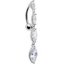 Load image into Gallery viewer, Clear CZ Gem Waterfall Dangle Top Mount Belly Ring
