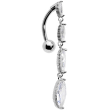 Load image into Gallery viewer, Clear CZ Gem Waterfall Dangle Top Mount Belly Ring

