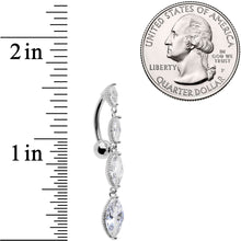 Load image into Gallery viewer, Clear CZ Gem Waterfall Dangle Top Mount Belly Ring
