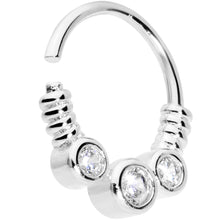 Load image into Gallery viewer, 16G 3/8 Clear CZ Gem Trio Coils Closure Ring
