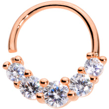 Load image into Gallery viewer, 16G 3/8 Clear CZ Gem Cluster Rose Gold Tone Closure Ring
