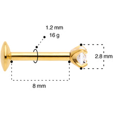 Load image into Gallery viewer, 16G 5/16 3mm CZ Gold Tone G23 Titanium Internal Thread Labret
