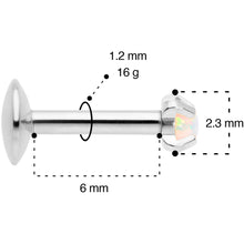 Load image into Gallery viewer, 16G 1/4 2mm White Syn Opal G23 Titanium Internal Thread Labret
