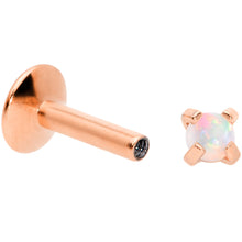 Load image into Gallery viewer, 16G 1/4 2mm Syn Opal Rose Gold G23 Titanium Internal Thread Labret
