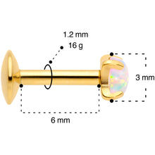 Load image into Gallery viewer, 16G 1/4 3mm Syn Opal Gold G23 Titanium Internal Thread Labret
