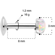 Load image into Gallery viewer, 16G 1/4 3mm White Syn Opal G23 Titanium Internal Thread Labret
