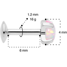 Load image into Gallery viewer, 16G 1/4 4mm White Syn Opal G23 Titanium Internal Thread Labret
