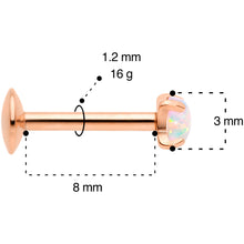 Load image into Gallery viewer, 16G 5/16 3mm Syn Opal Rose Gold G23 Titanium Internal Thread Labret
