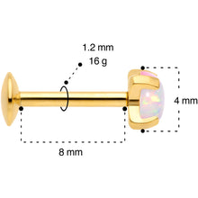 Load image into Gallery viewer, 16G 5/16 4mm Syn Opal Gold G23 Titanium Internal Thread Labret
