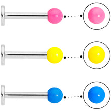 Load image into Gallery viewer, 16G 5/16 Blue Pink Yellow Glow Ball Labret Set of 3
