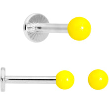 Load image into Gallery viewer, 16G 5/16 Blue Pink Yellow Glow Ball Labret Set of 3
