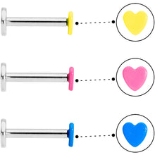 Load image into Gallery viewer, 16G 5/16 Blue Pink Yellow Glow Heart Labret Set of 3

