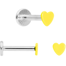 Load image into Gallery viewer, 16G 5/16 Blue Pink Yellow Glow Heart Labret Set of 3
