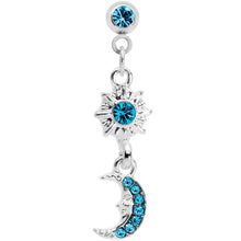 Load image into Gallery viewer, 16G 1/4 Aqua Gem Moon Dangle Cartilage Tragus
