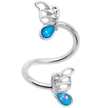 Load image into Gallery viewer, Aqua Faux Opal Butterfly Spiral Twister Belly Ring
