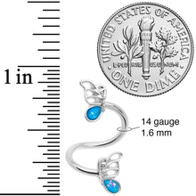 Load image into Gallery viewer, Aqua Faux Opal Butterfly Spiral Twister Belly Ring
