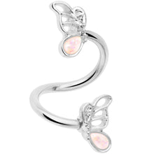 Load image into Gallery viewer, White Faux Opal Butterfly Spiral Twister Belly Ring
