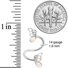 Load image into Gallery viewer, White Faux Opal Butterfly Spiral Twister Belly Ring
