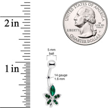 Load image into Gallery viewer, Green Gem Beautiful Flower Belly Ring
