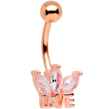 Load image into Gallery viewer, Clear Gem Rose Gold Tone Crown of Love Belly Ring
