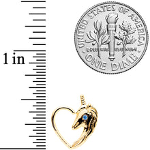 Load image into Gallery viewer, 18G 5/16 Aqua Gem Gold Tone Unicorn Left Heart Closure Ring
