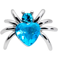 Load image into Gallery viewer, 16G 1/4 Aqua Gem Heart Spider Cartilage Tragus
