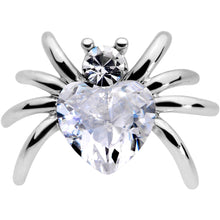 Load image into Gallery viewer, 16G 1/4 Clear Gem Heart Spider Cartilage Tragus
