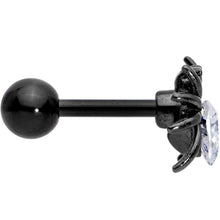 Load image into Gallery viewer, 16G 1/4 Clear Gem Black Heart Spider Cartilage Tragus
